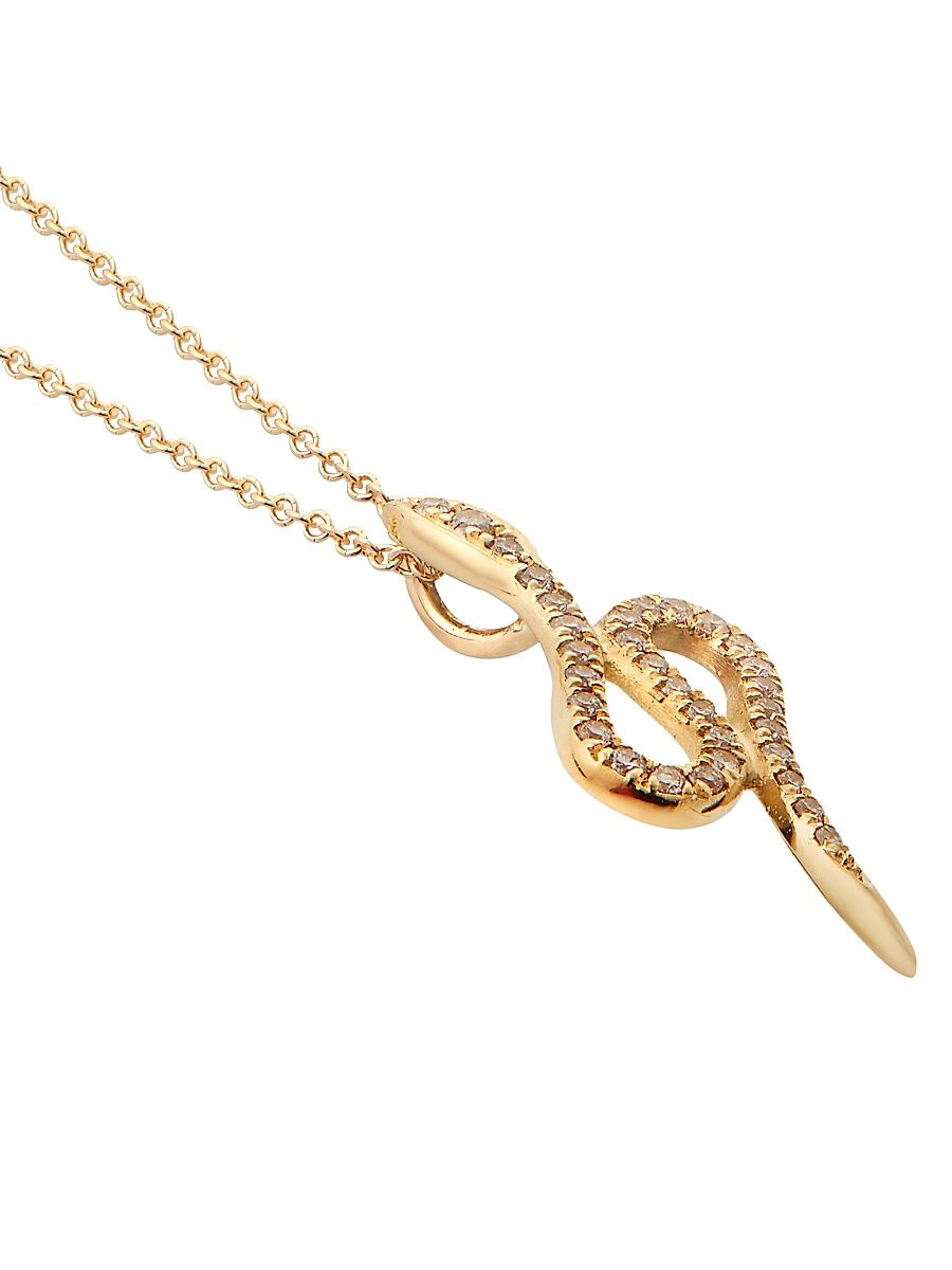 Women's Queen Snake 18K Yellow Gold & 0.23 TCW Champagne Diamond Pendant Necklace - Yellow Gold