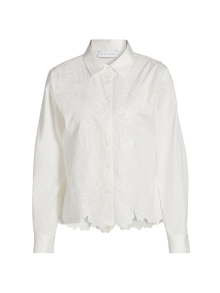 Women's The Orli Corded Lace Blouse - Sky White - Size XL
