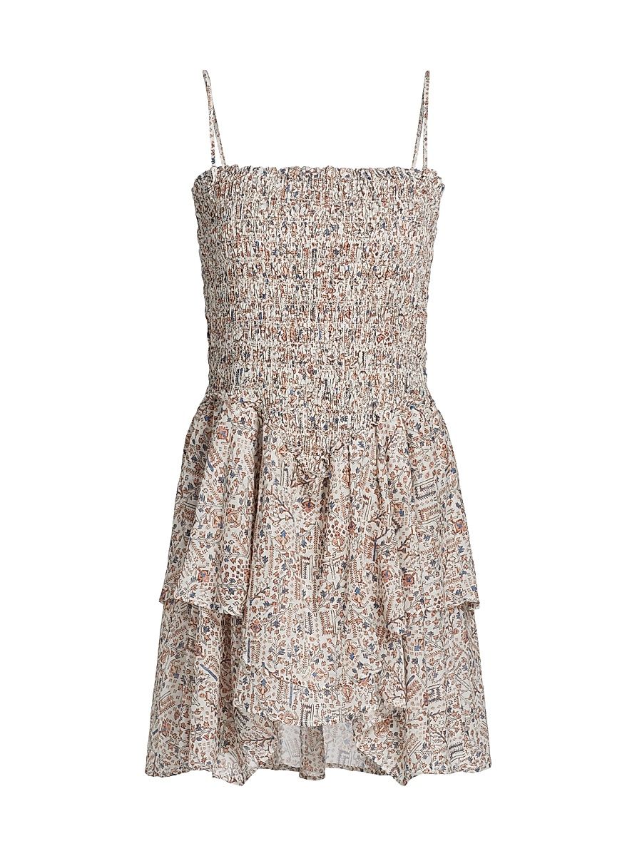 Women's Anka Printed Smocked Minidress - Ecru - Size 2