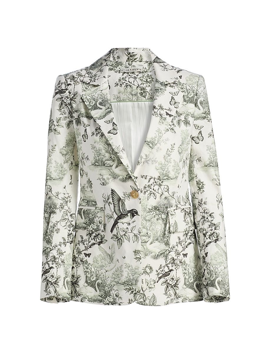 Women's Macey Printed Linen-Blend Blazer - Daybreak - Size 14