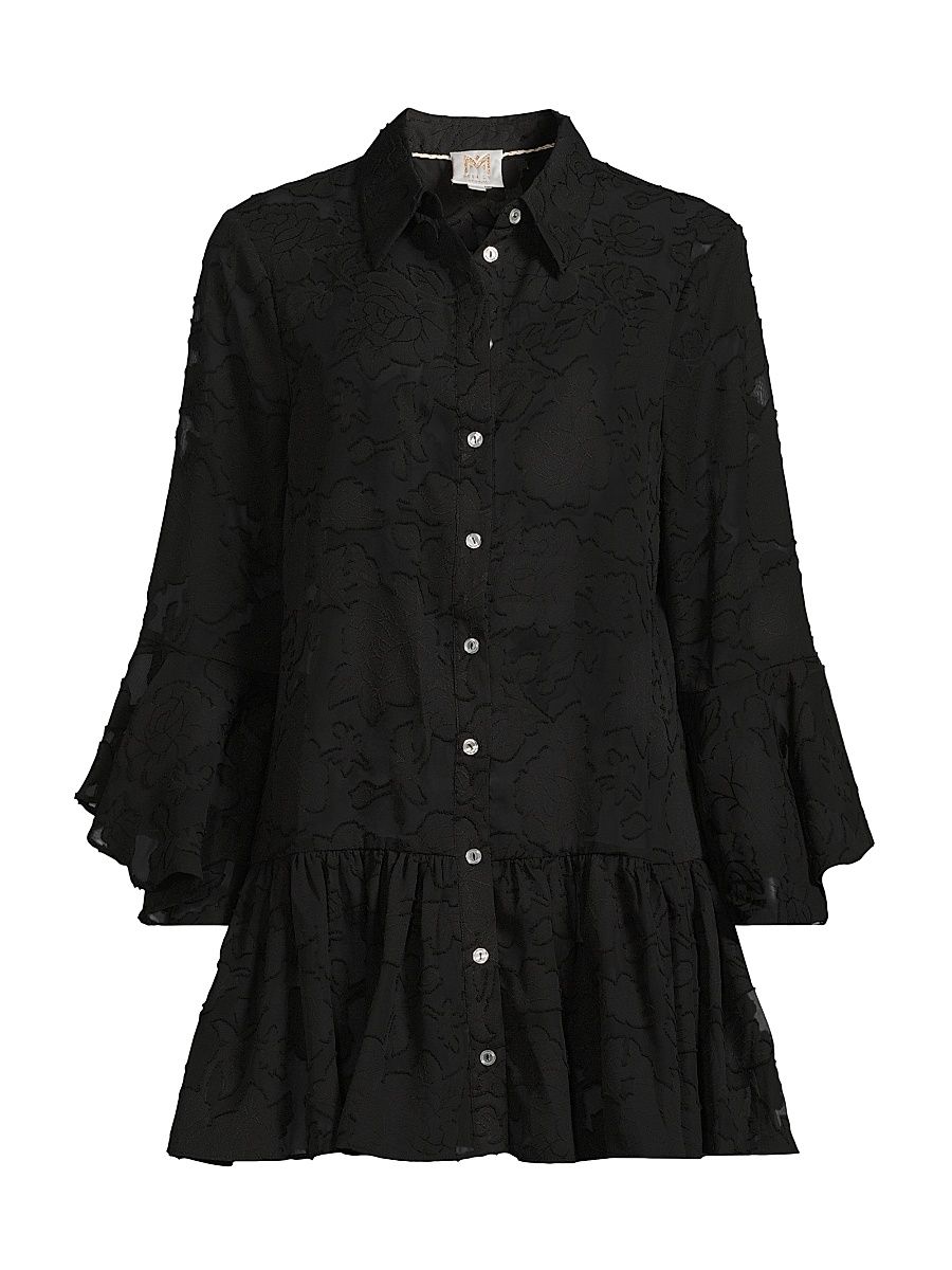 Women's Vierra Rose Burnout Ruffle Minidress - Black - Size Medium