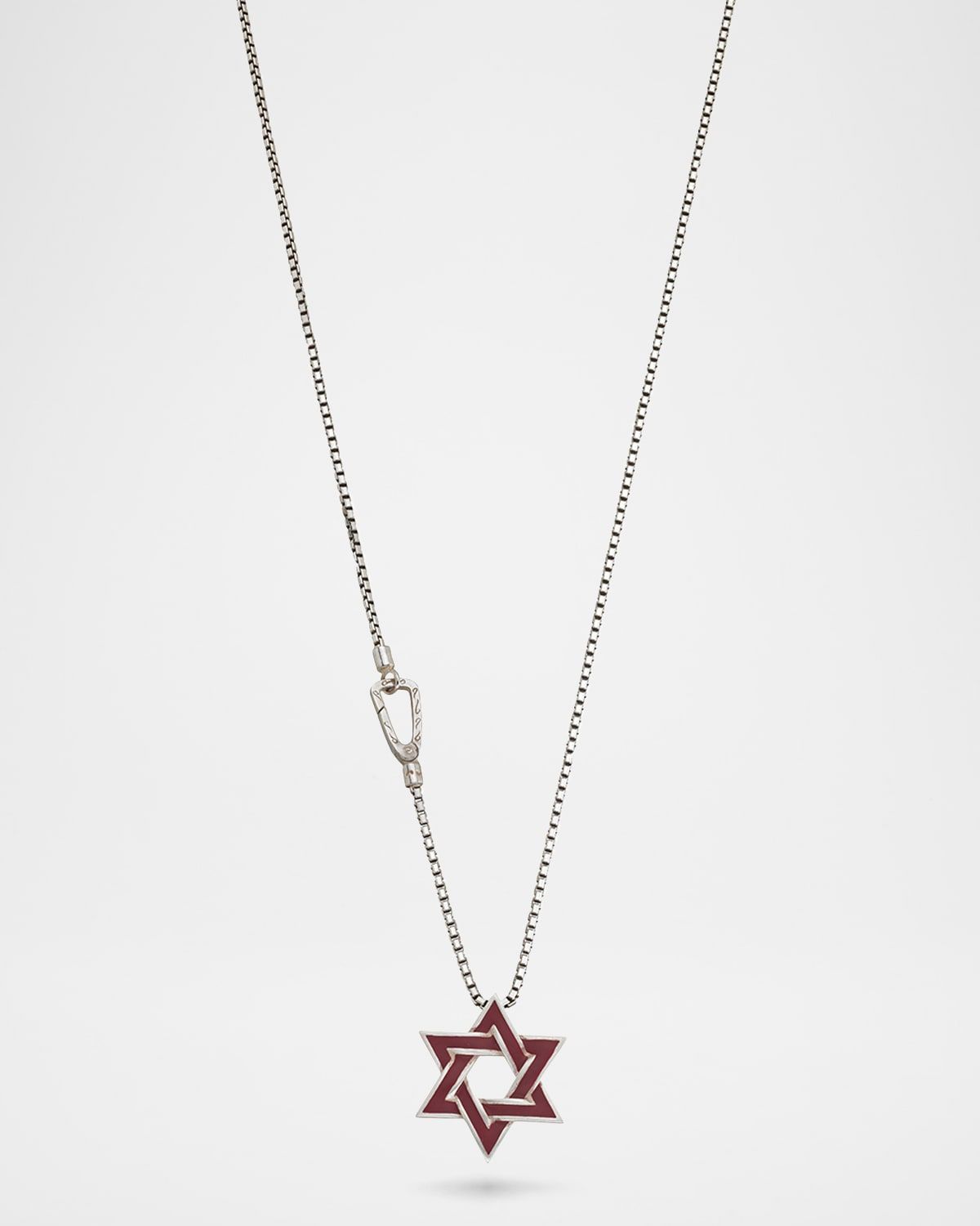 Men & apos;s Brushed Burnish Silver Pendant Necklace with Enamel