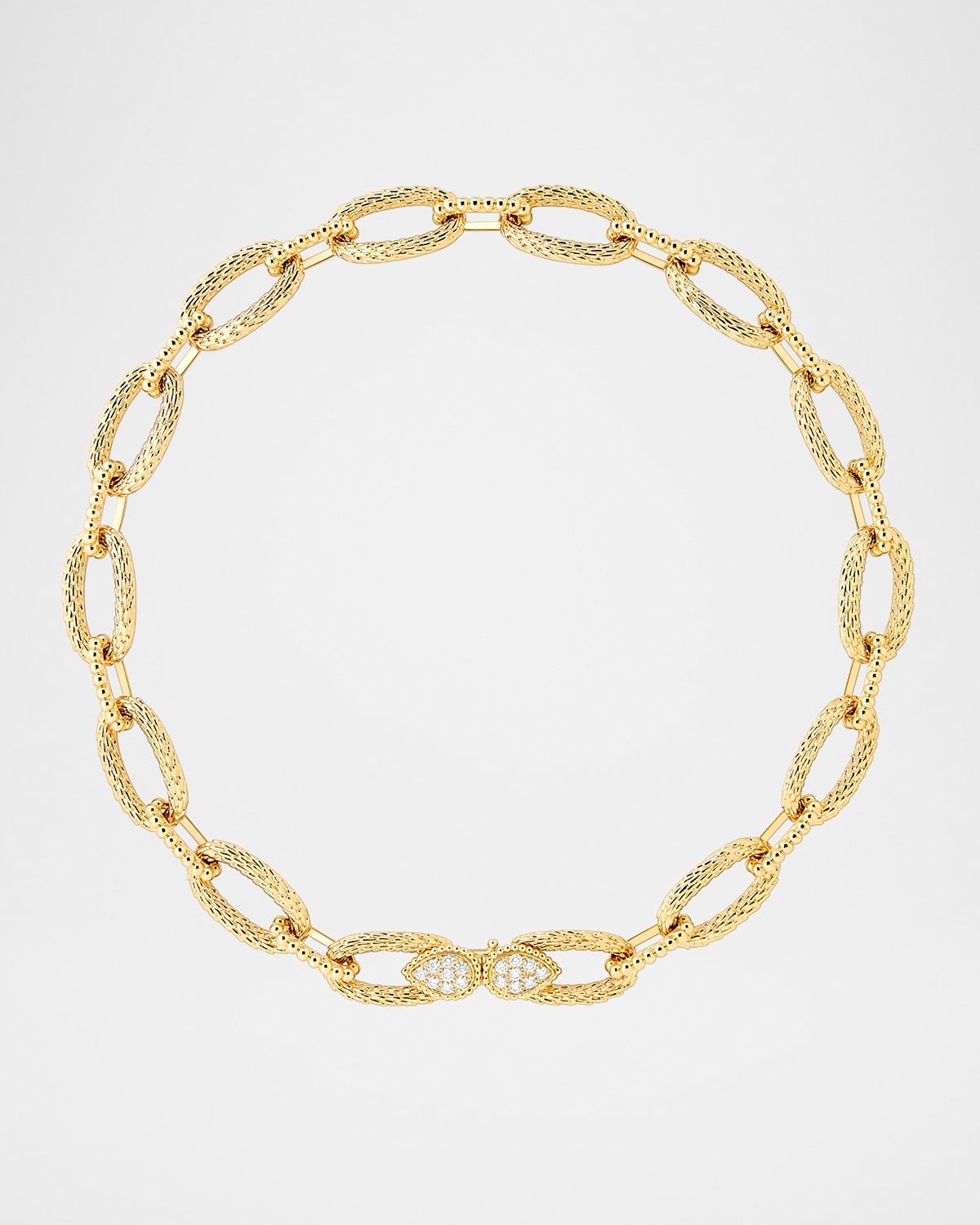 18K Yellow Gold Serpent Boheme Diamond Vintage Link Necklace