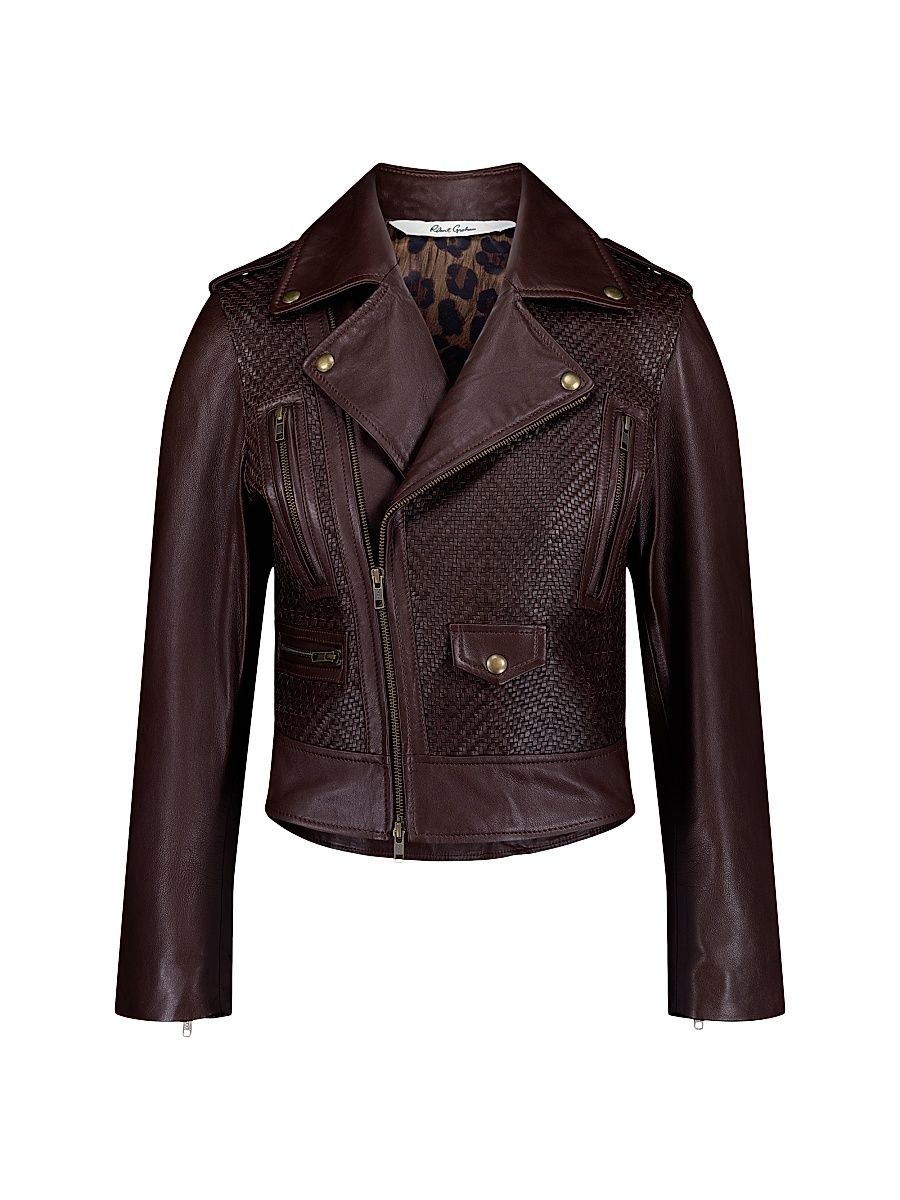 Women's Clara Leather Moto Jacket - Chocolate - Size Medium