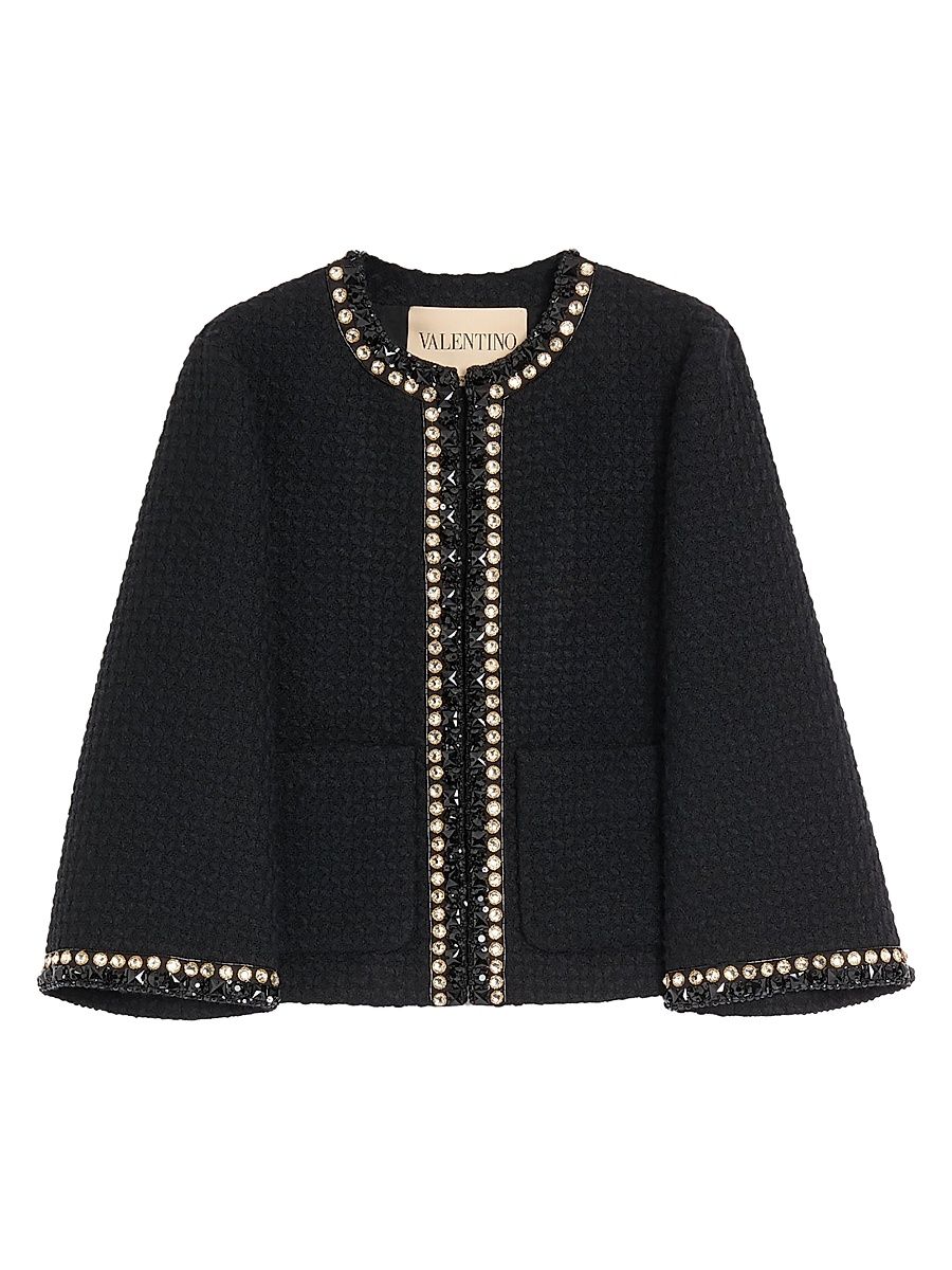 Women's Embroidered Canestrello Tweed Jacket - Black - Size 6