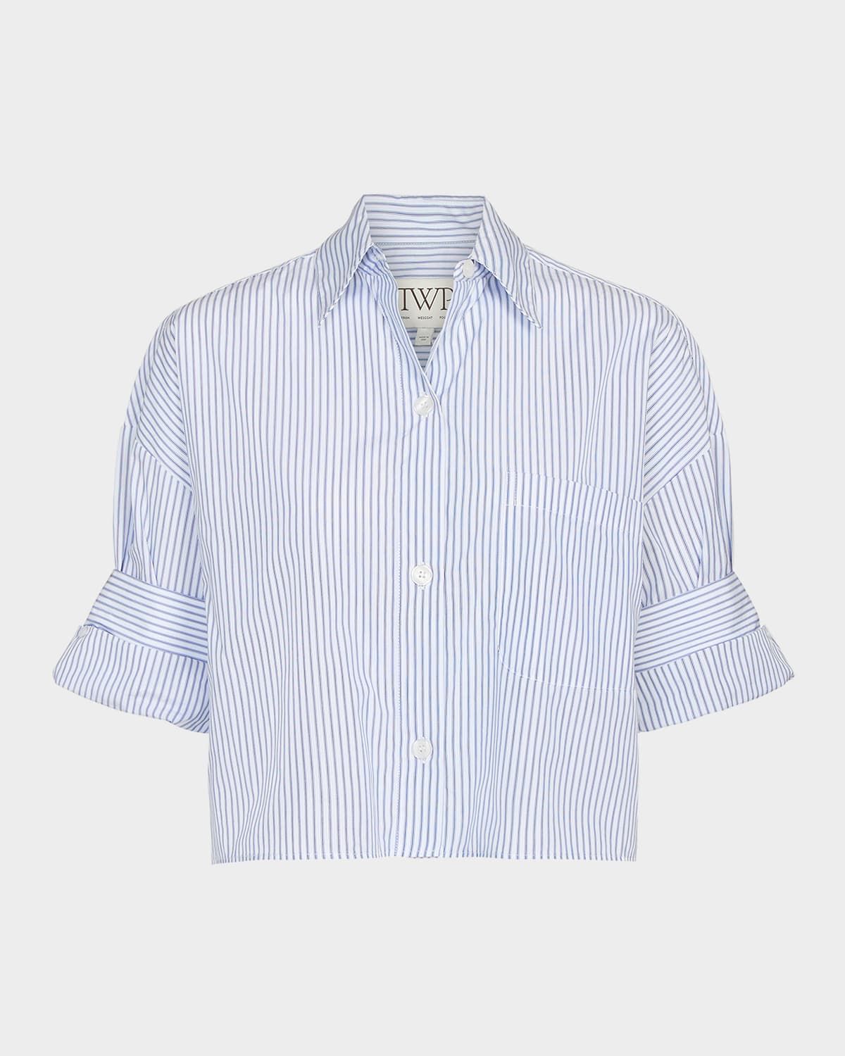 Next Ex Cropped Shirt in Micro Hairline Stripe