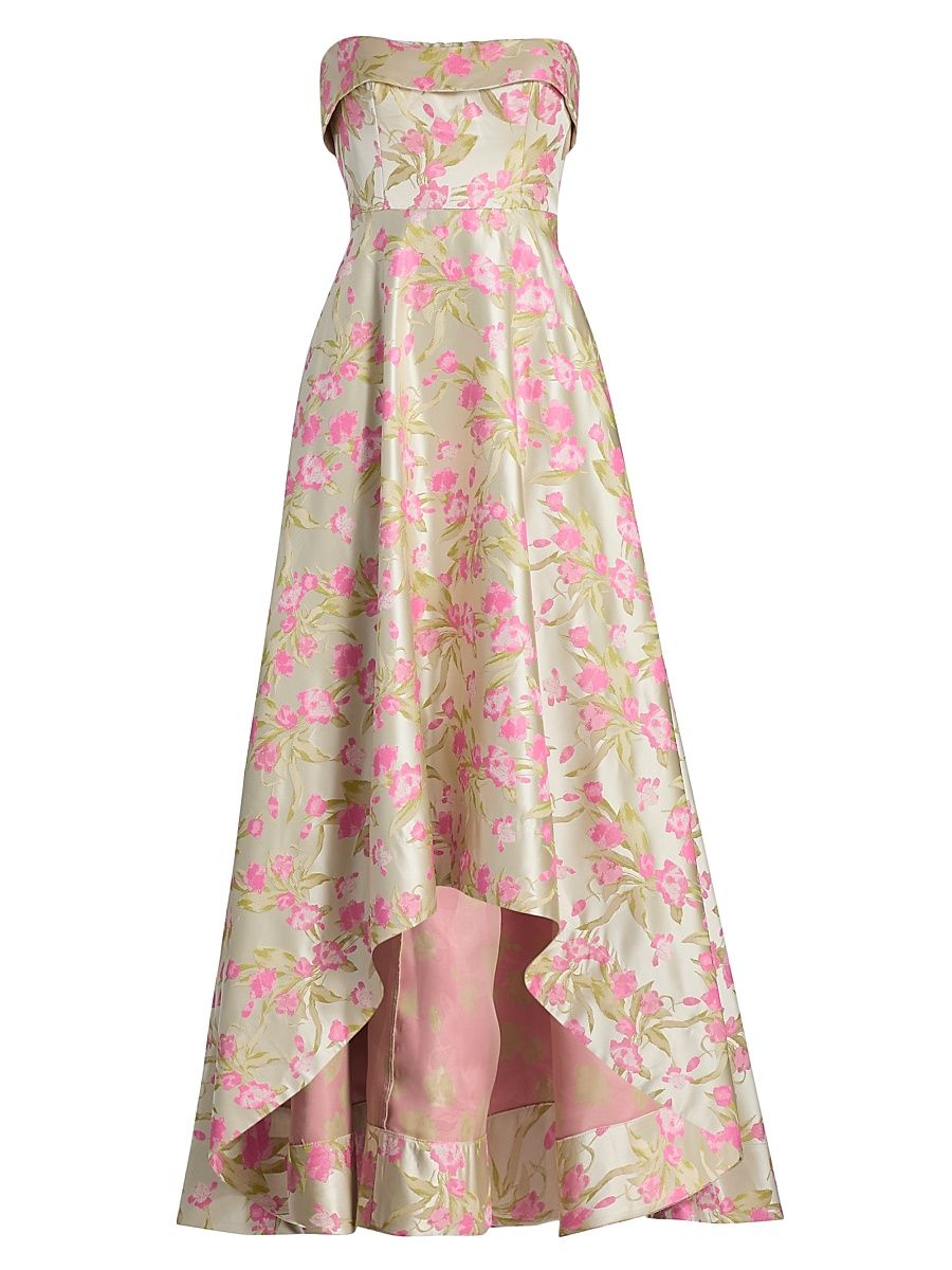 Women's Sylvana Floral Jacquard High-Low Gown - Blushberry Mint - Size 0