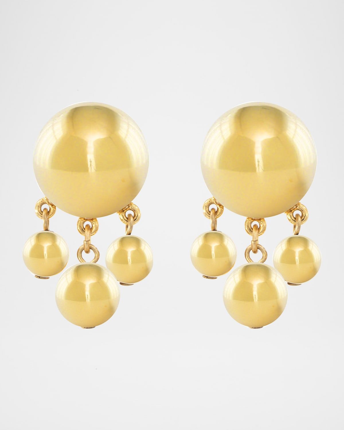 Gold Ball with Dangle Clip-On Earrings