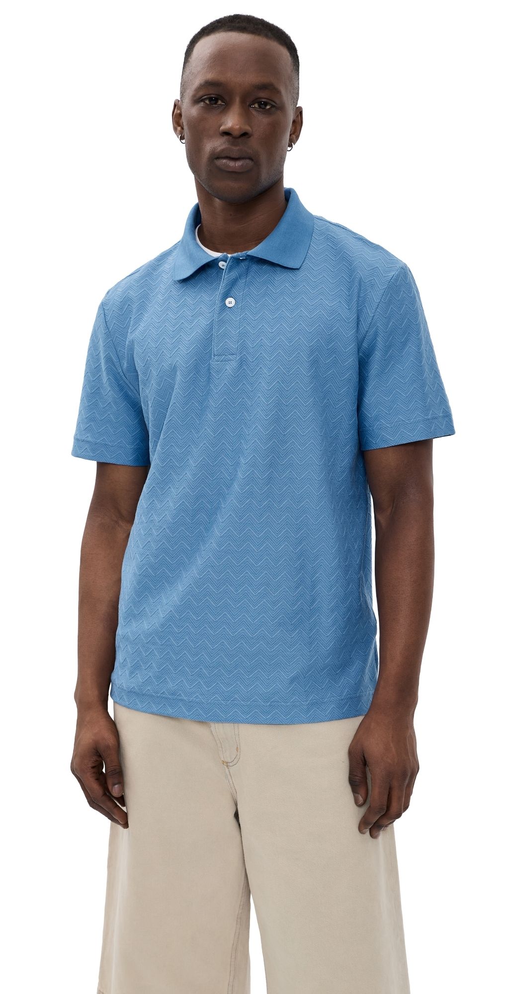 Missoni Short Sleeve Polo Light Blue Tones L