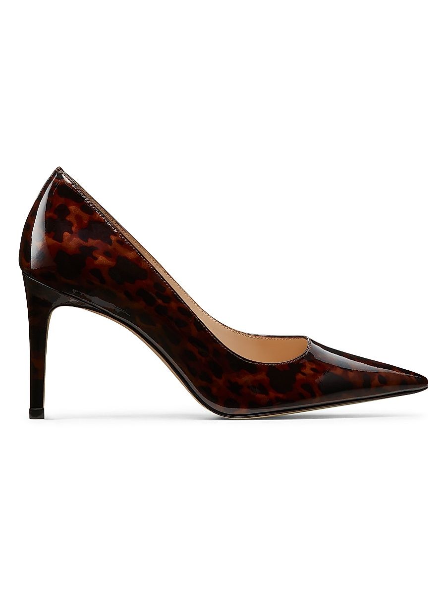 Women's Power 85MM Tortoiseshell Patent Leather Pumps - Dark Brown - Size 9
