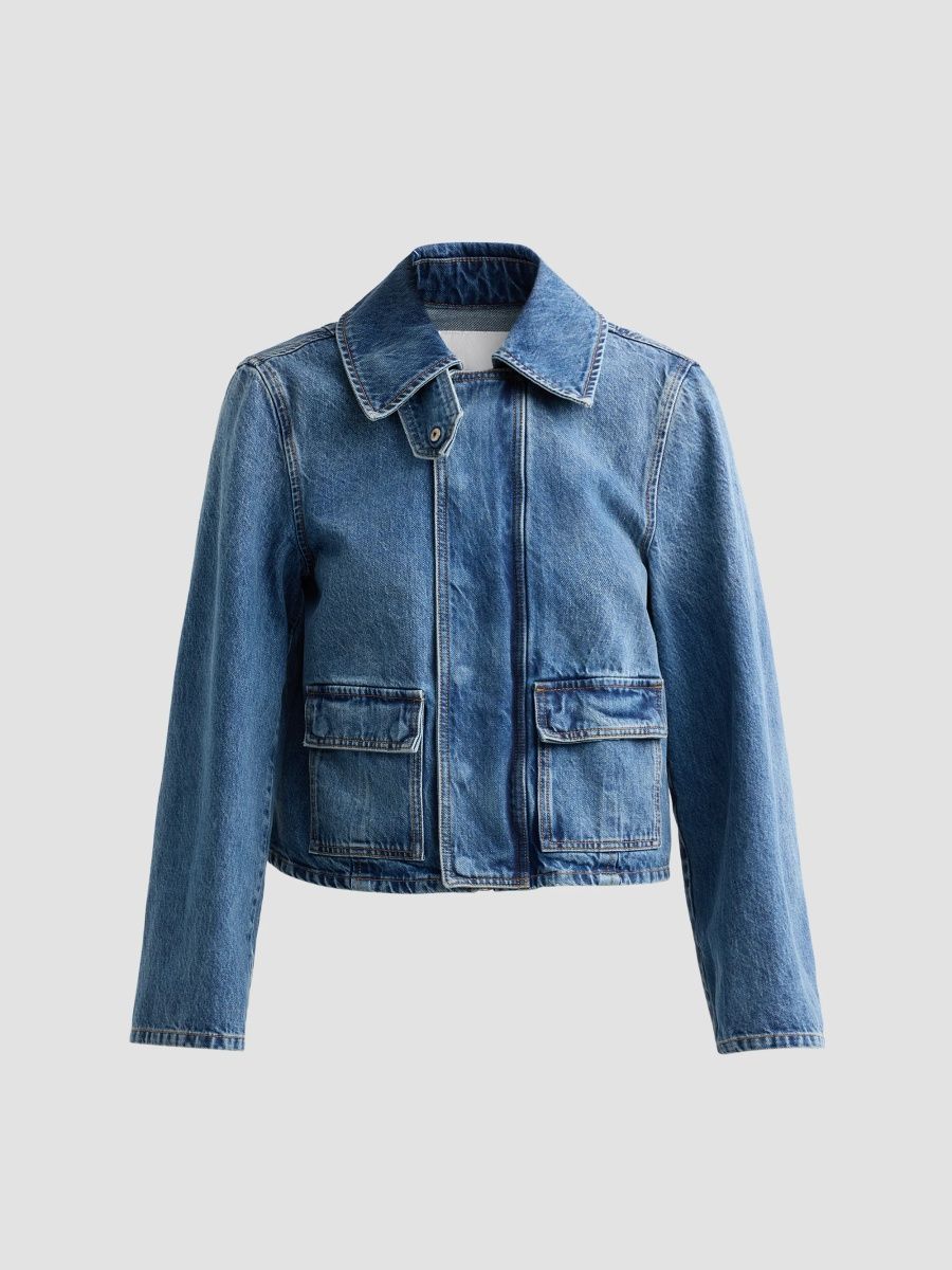 Brandon Maxwell Women's The Hayes Denim Boxy Jacket - Faded Indigo - Size 10