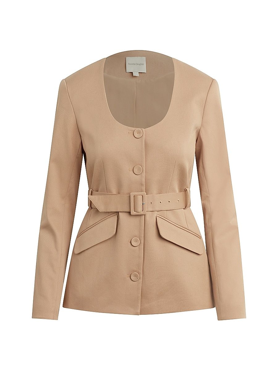 Women's The Diana Tie-Waist Cotton-Blend Jacket - Beige - Size XS