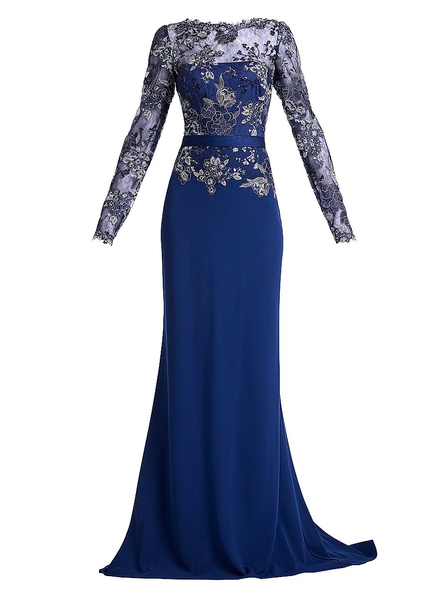 Women's Floral-Embroidered Lace Gown - Midnight - Size 20