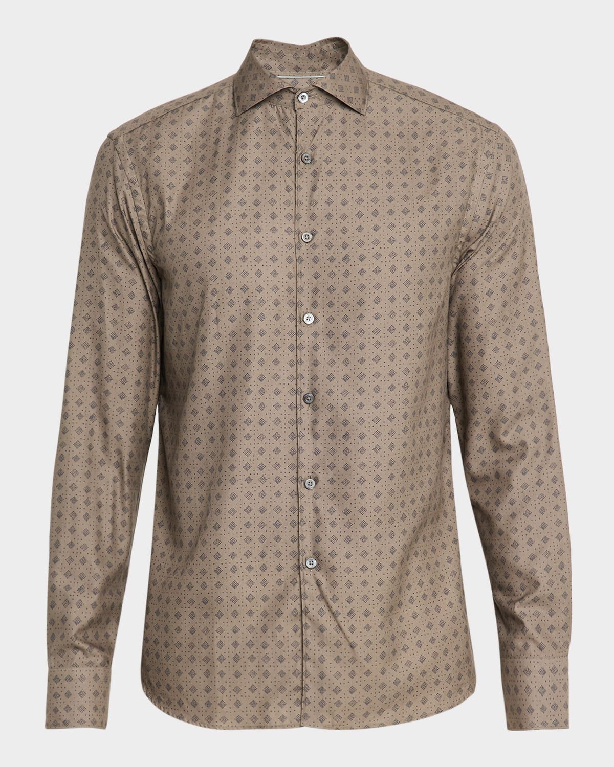 Men & apos;s Cotton and Lyocell Geometric-Print Sport Shirt