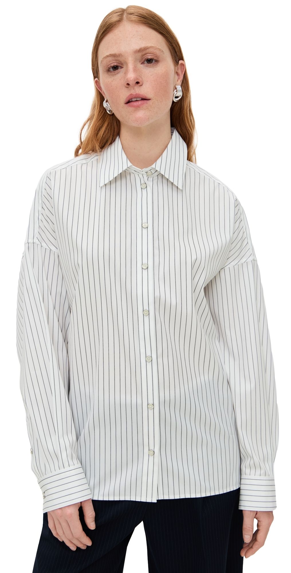Helmut Lang Placket Cinch Shirt White/Navy S