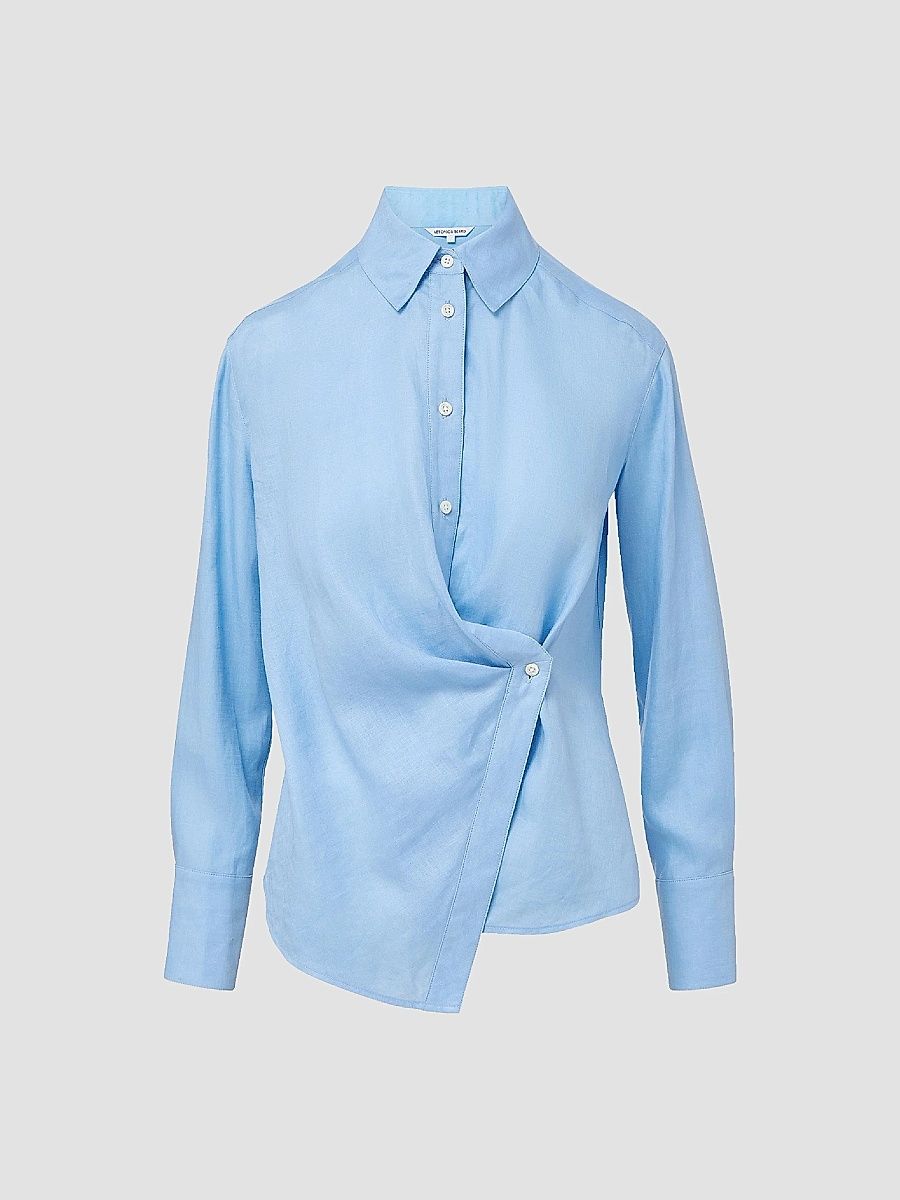 Veronica Beard Women's Perezzi Linen Shirt - Blue Jay - Size 8