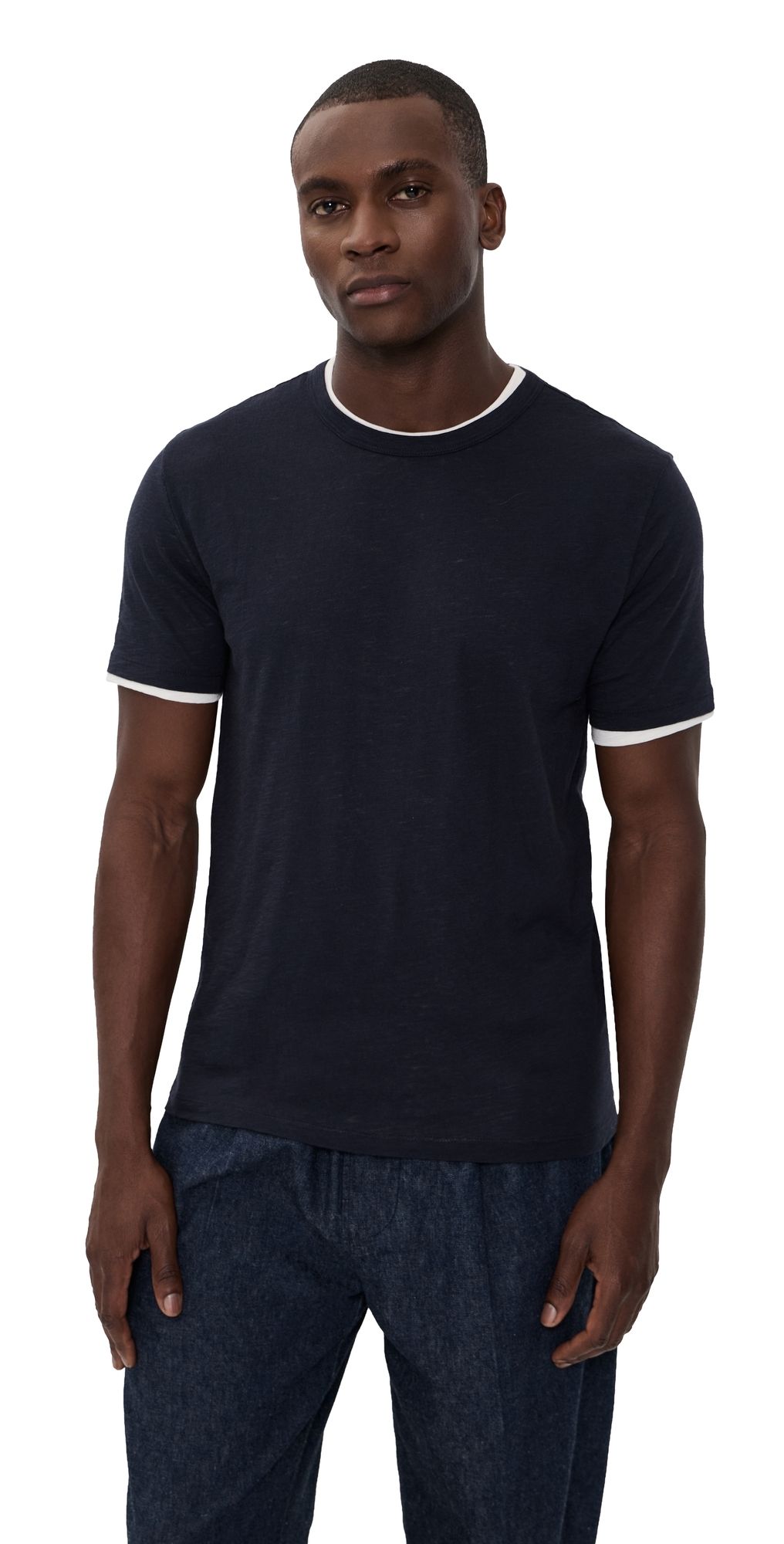 Vince Fine Slub Double Layer Tee Coastal/Smock White XS