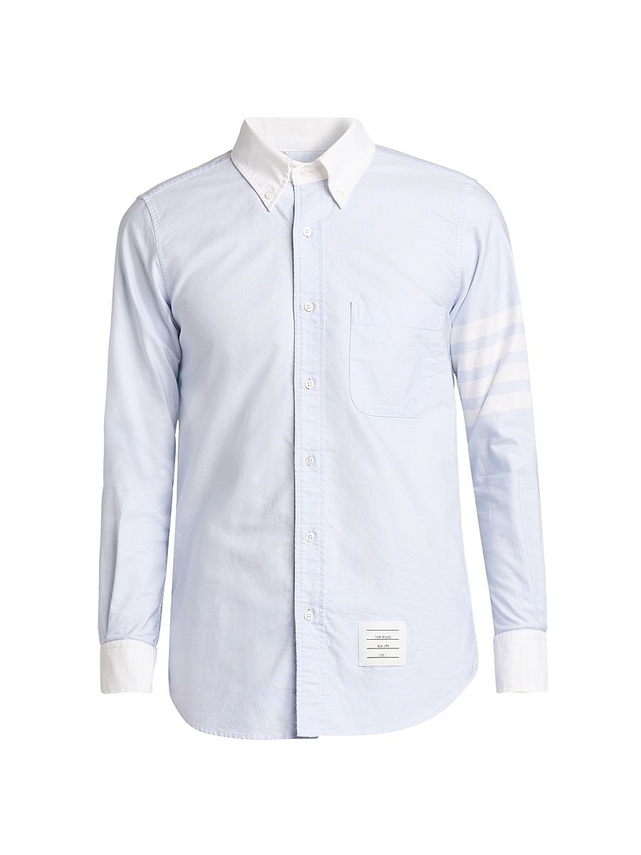 Men's Engineered 4-Bar Straight-Fit Oxford Shirt - Light Blue - Size XXL