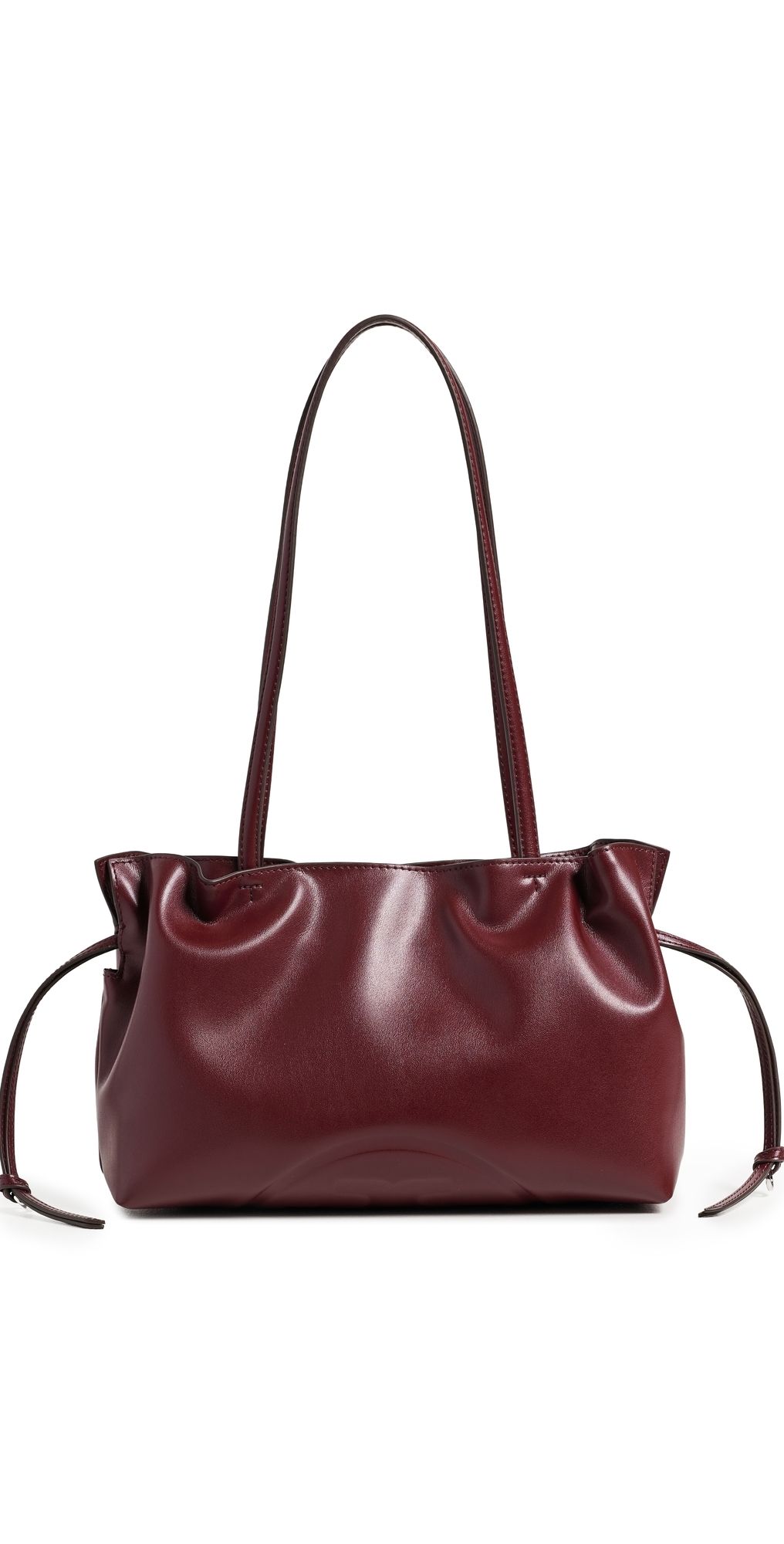 Tory Burch Ella Recycled Drawstring Small Tote Bag Merlot One Size