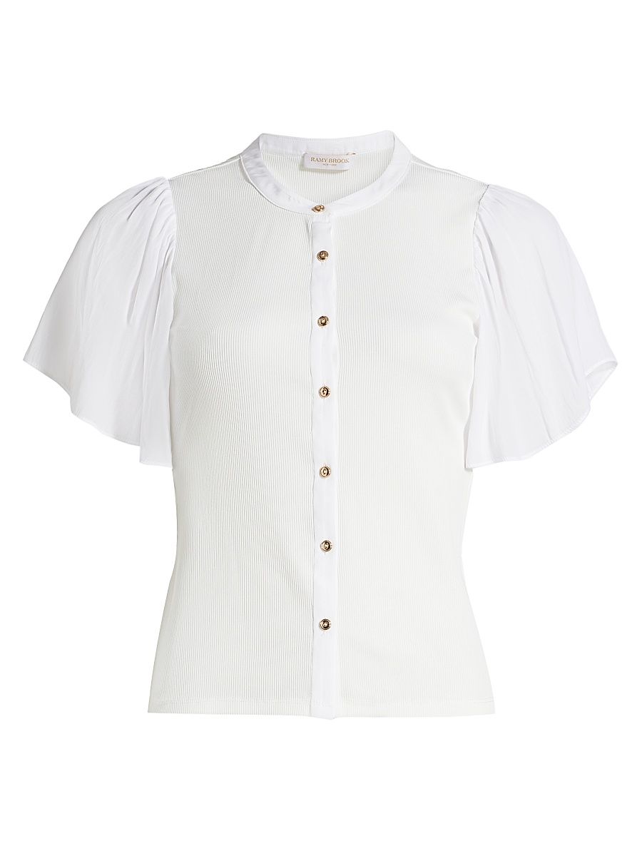 Women's Colette Flutter-Sleeve Top - Ivory - Size Small