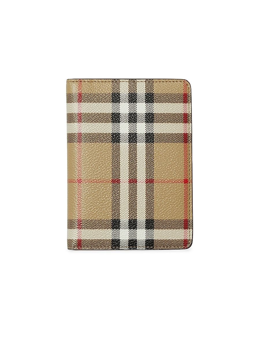 Women's Check Bifold Passport Holder - Archive Beige