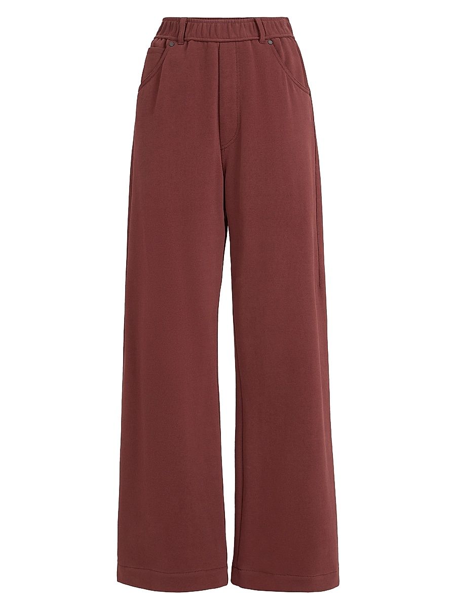 Women's Cotton Smooth French Terry Trousers - Wine - Size Medium