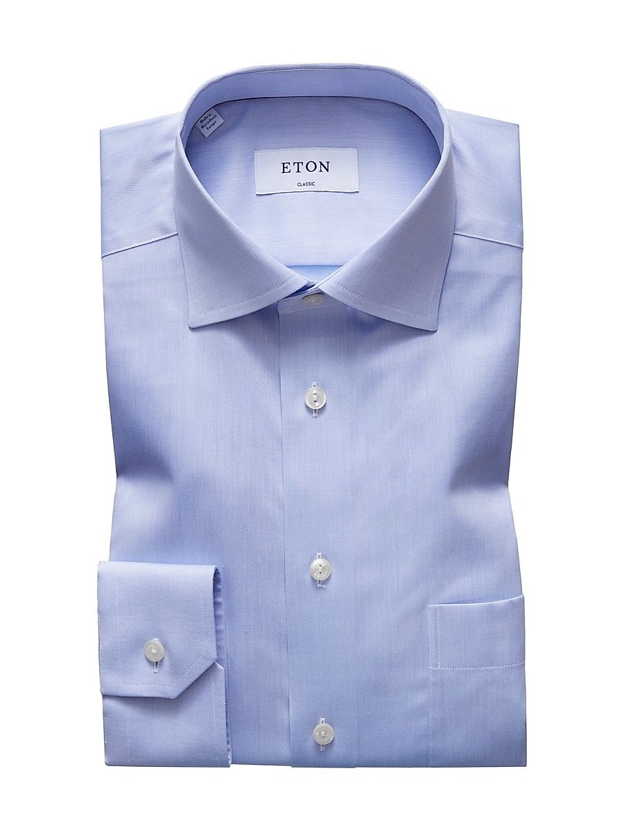 Men's Classic-Fit Twill Dress Shirt - Blue - Size 17