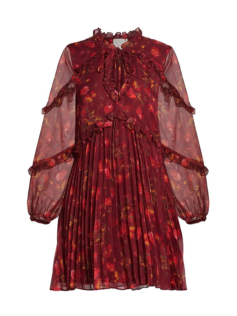 Women's Robin Floral Chiffon Minidress - Rhubarb Multi - Size 10