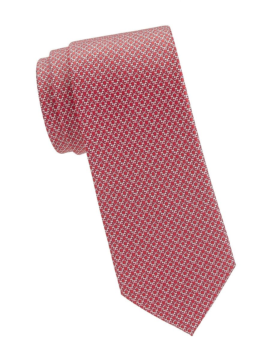 Men's Tonal Gancini Silk Tie - Red