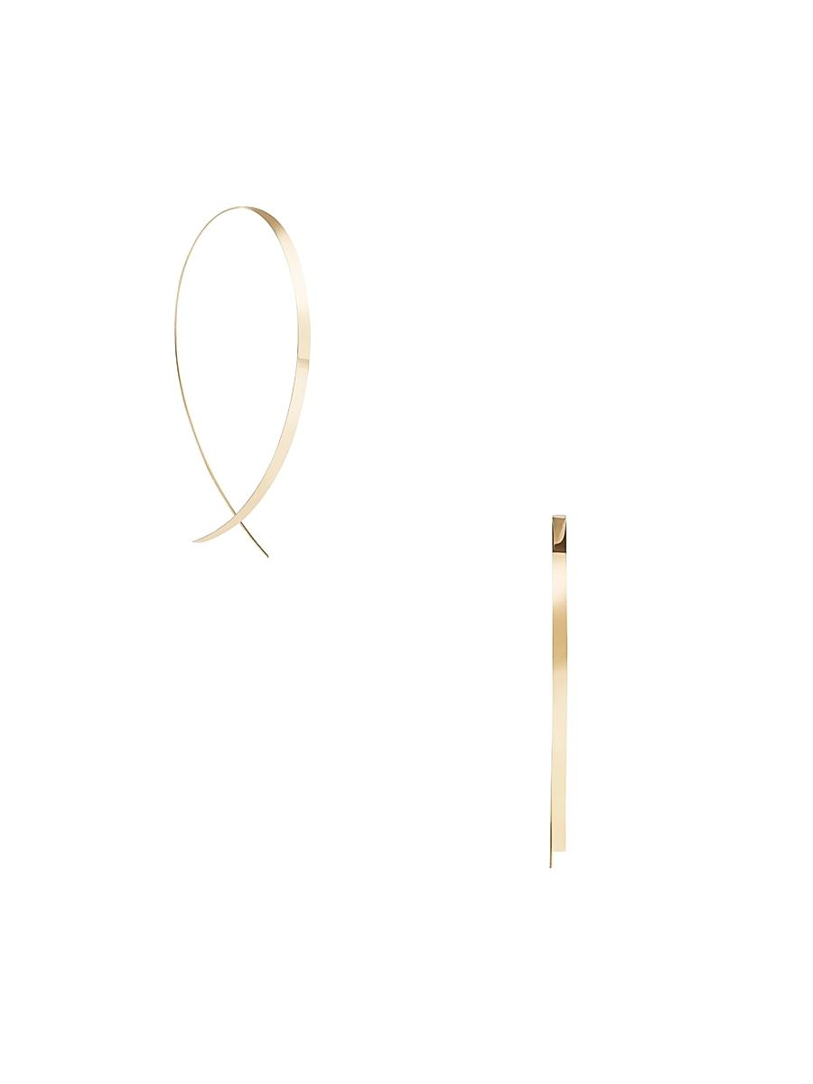 Women's 14K Yellow Gold Flat Hoop Earrings - Yellow