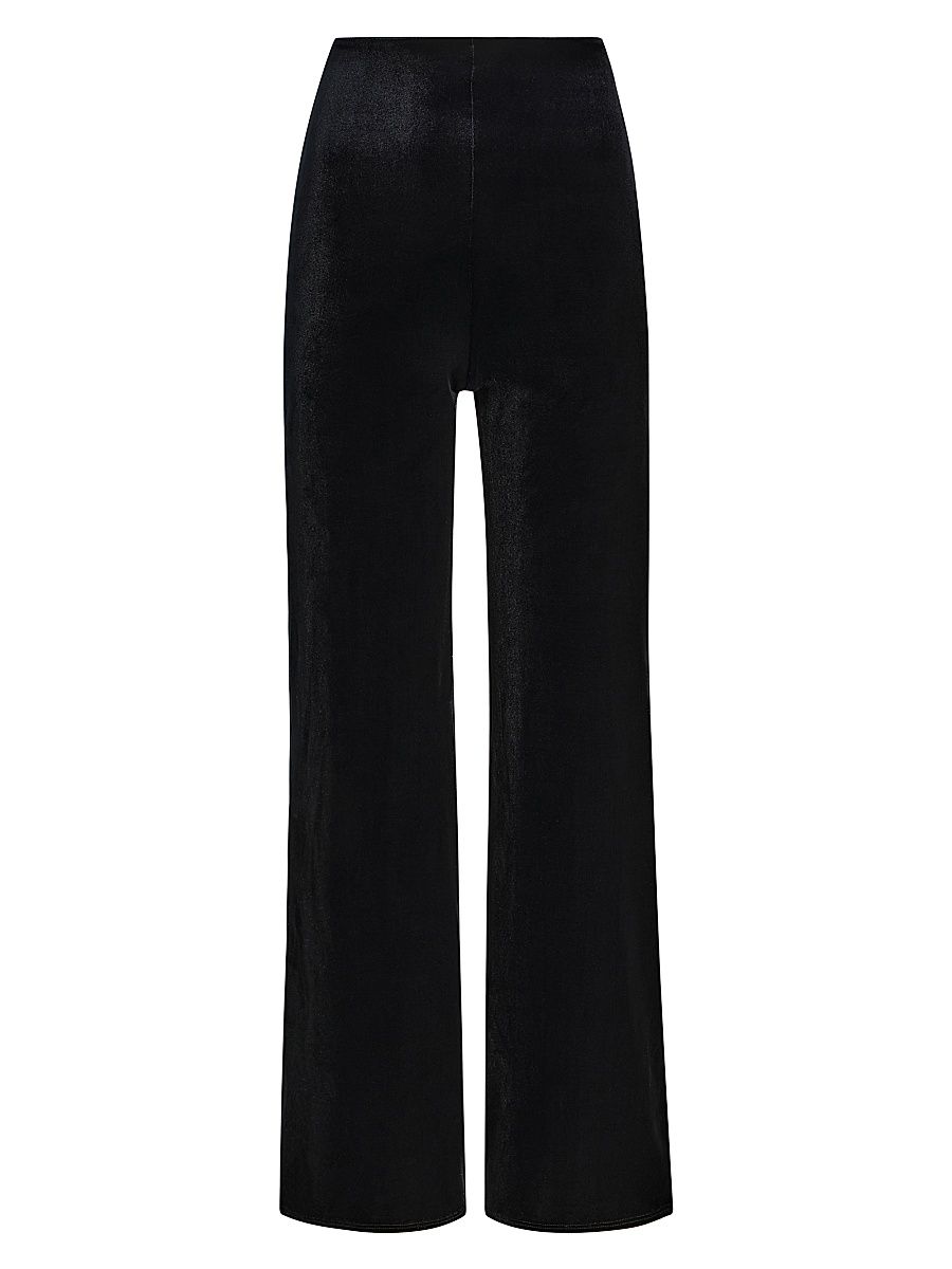Women's Velvet Wide-Leg Pants - Black - Size XL