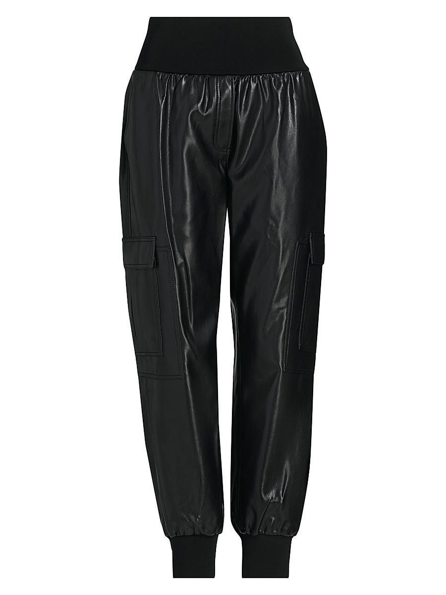 Women's Giles Faux-Leather Cropped Pants - Black - Size XL