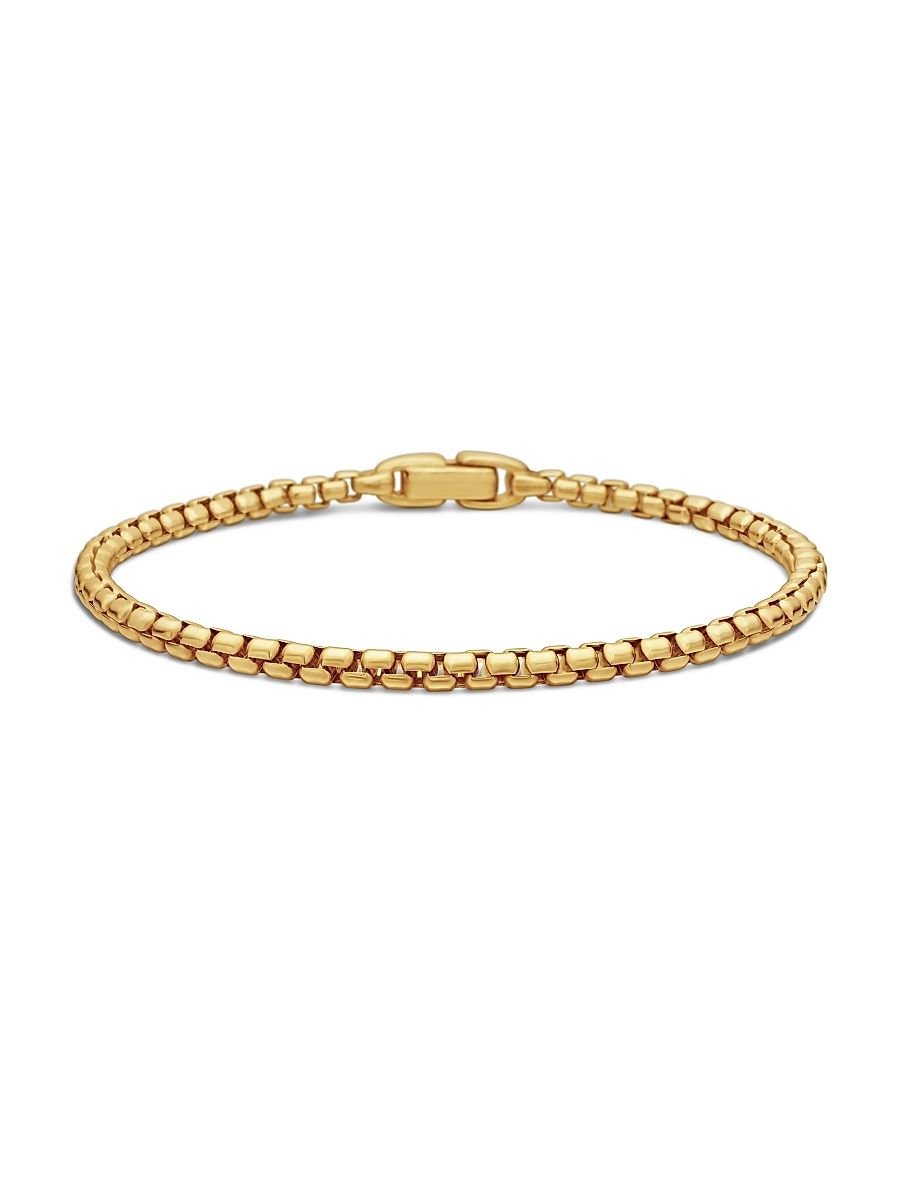 Men's Box Chain Bracelet in 18K Yellow Gold 3.4mm - Gold - Size Medium