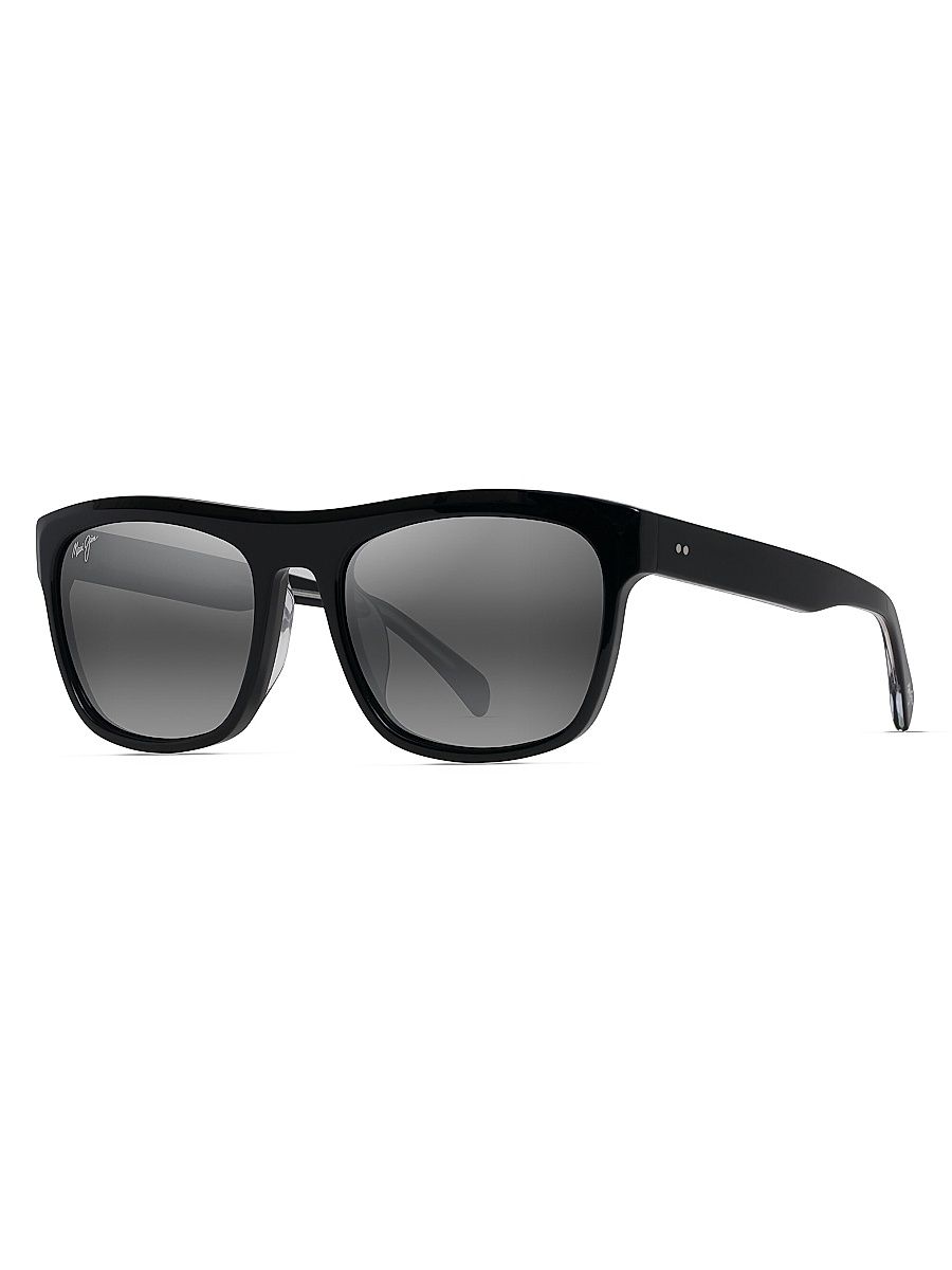 Men's S-Turns 56MM Rectangular Sunglasses - Black Grey