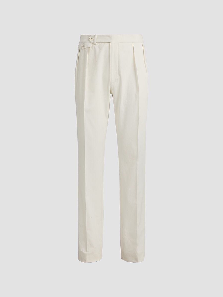 Men's Silk Straight-Leg Chino Trousers - Classic Cream - Size 40