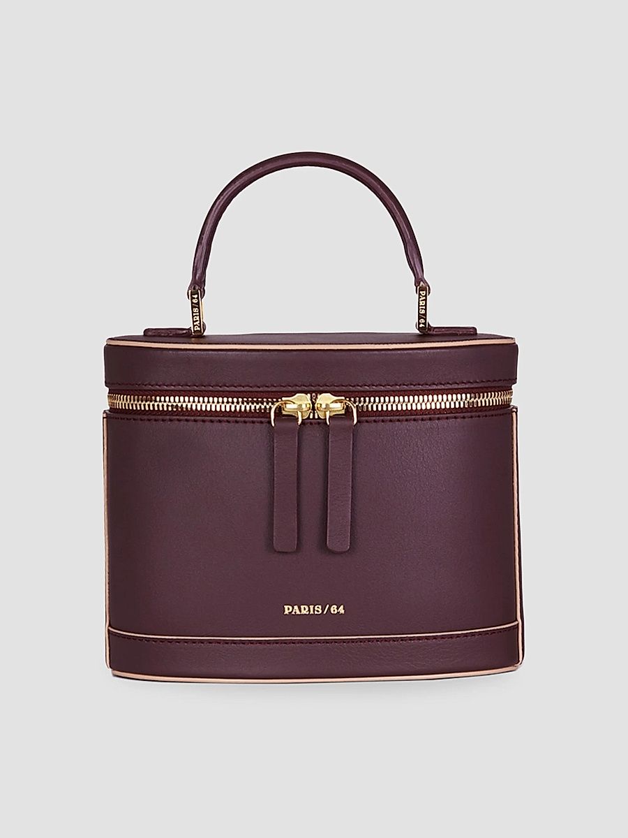 Women's Prismatic Leather Top Handle Bag - Burdeos
