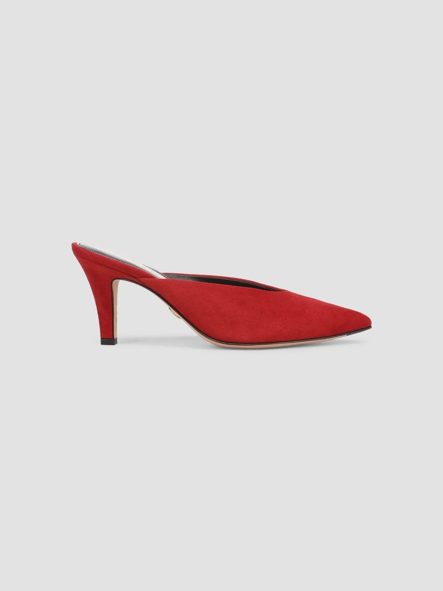 Veronica Beard Women's Rochelle 75MM Suede Mules - Crimson Red - Size 5