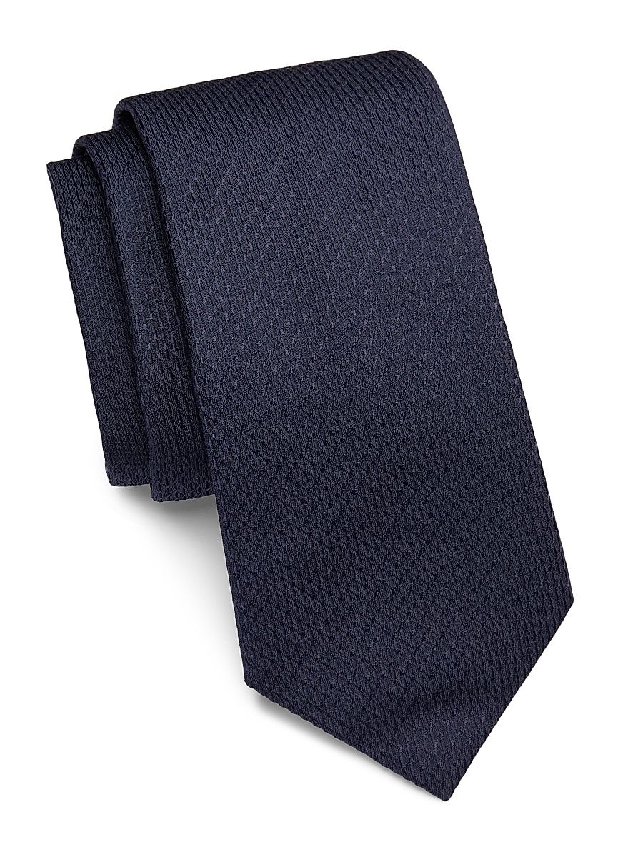 Men's Geometric Woven Silk Tie - Navy
