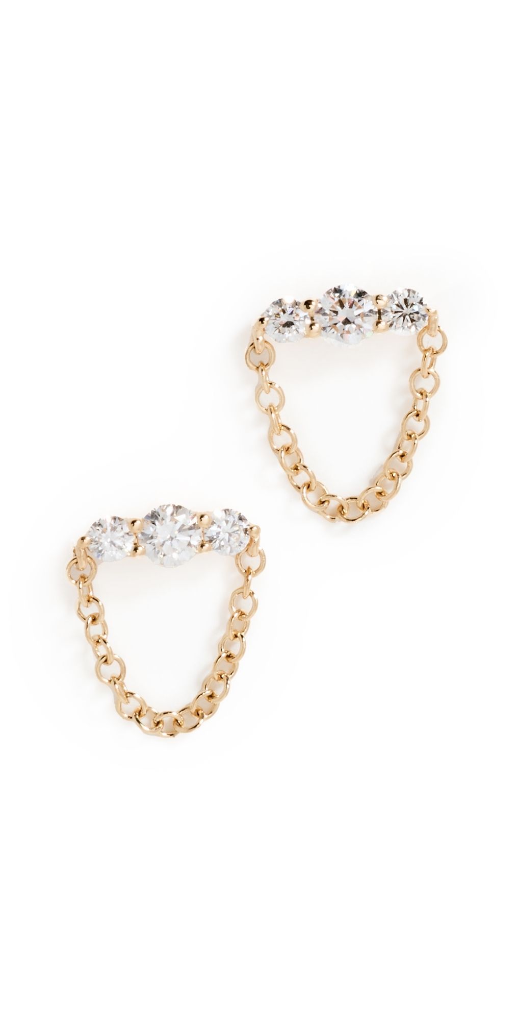 EF Collection 14k Graduated Diamond Bar Chain Stud Earrings Gold One Size