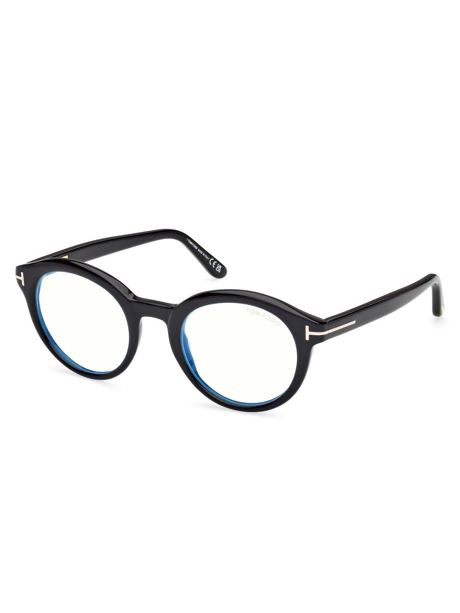 TOM FORD Men's 50MM Round Optical Eyeglasses - Shiny Black