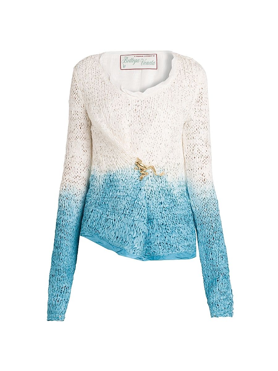 Women's Ombré Wool-Silk Sweater - Chalk Skyline - Size 10