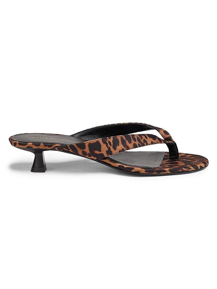 Women's Rio Sleek 35MM Leopard-Printed Leather Sandals - Classic - Size 8