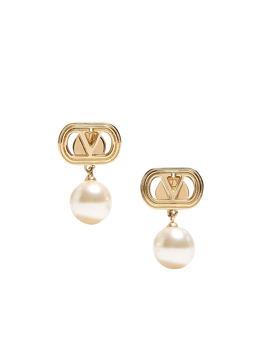 Women's Ovalette Metal Earrings with Swarovski Pearls
