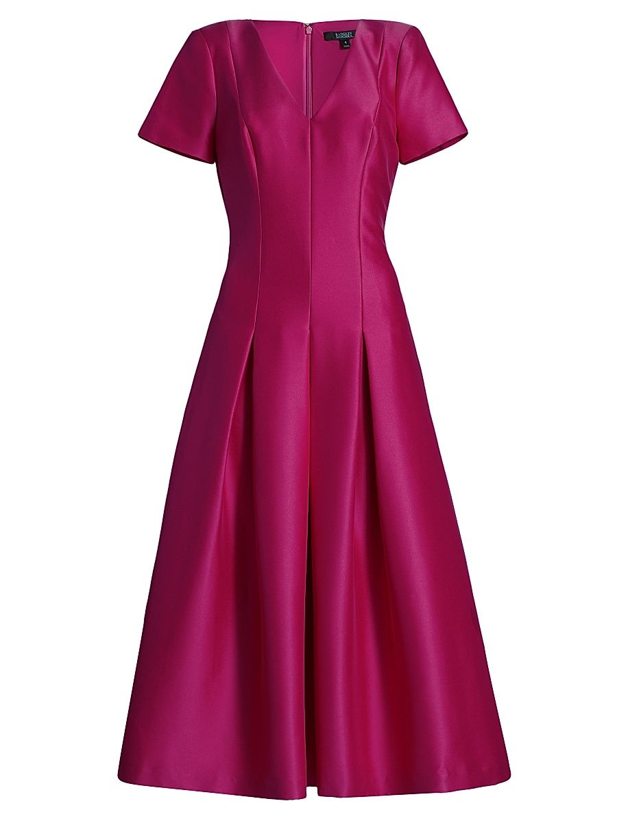 Women's Satin Cocktail Midi-Dress - Fuschia - Size 0