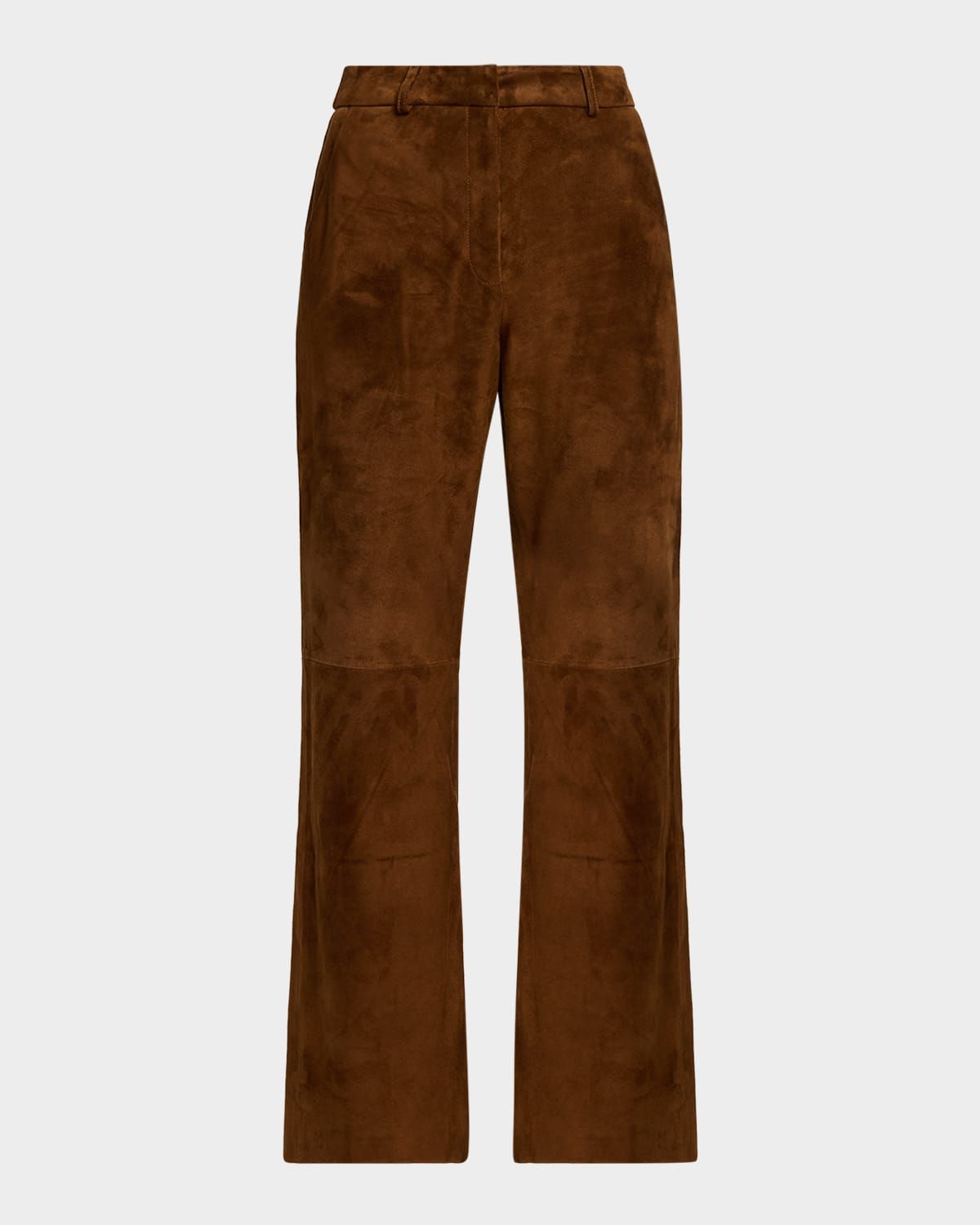 Suede Straight-Leg Pants