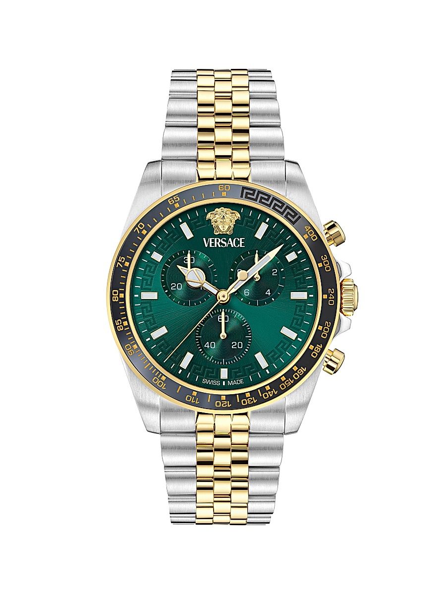 Men's Greca Chrono Wave Two-Tone Stainless Steel Bracelet Watch/43MM - Two Tone