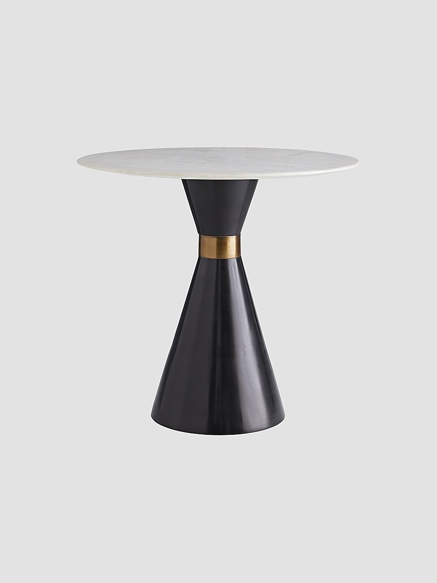 Denali Marble & Hourglass Bronze Accent Table - Black
