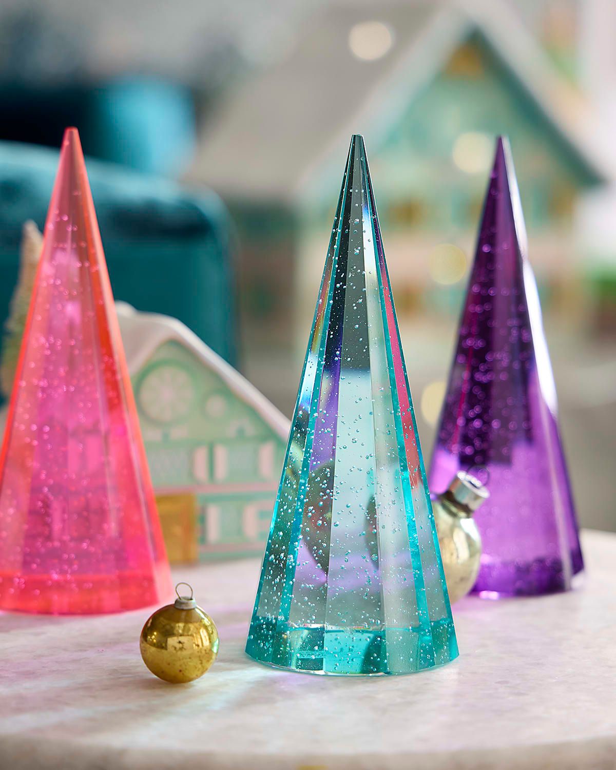 Light Green Crystal Cone Tree, 7"