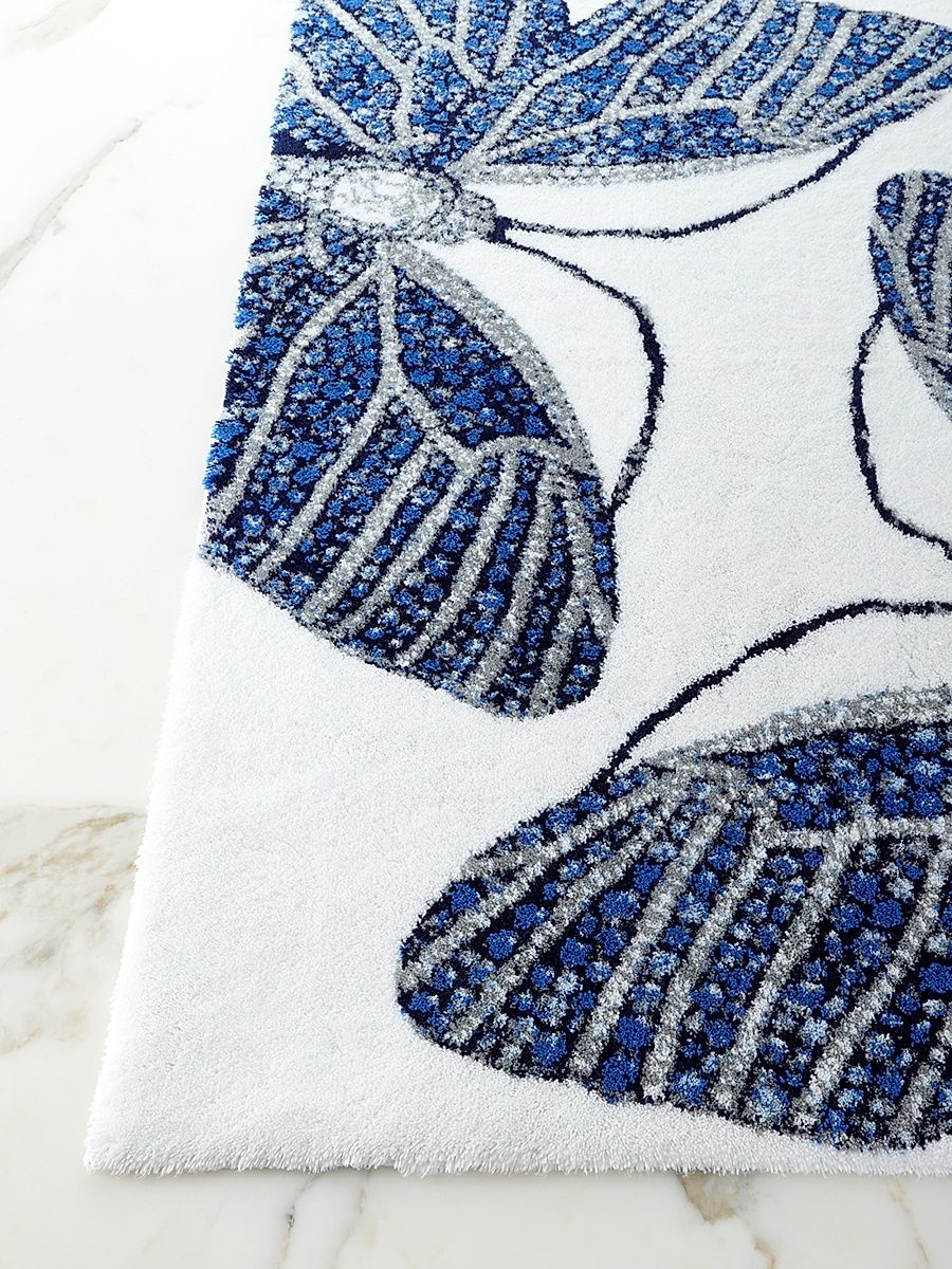 Azure Butterfly Cotton-Blend Rug - Blue