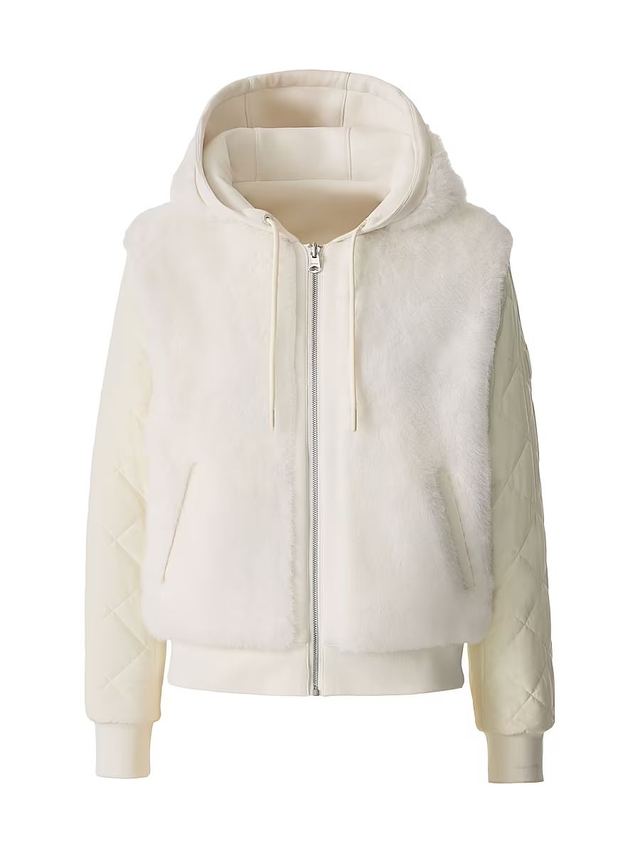 Women's Gwendal Quilted Faux-Fur Reversible Hoodie - Cream - Size XL